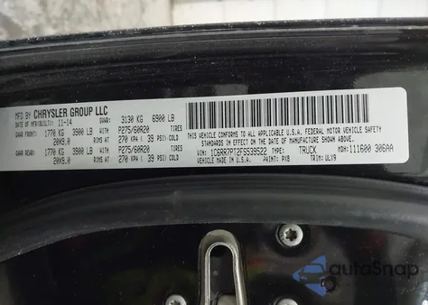 2015 Ram 1500 Laramie Limited z USA, uszkodzony, nr VIN 1C6RR7PT2FS539522